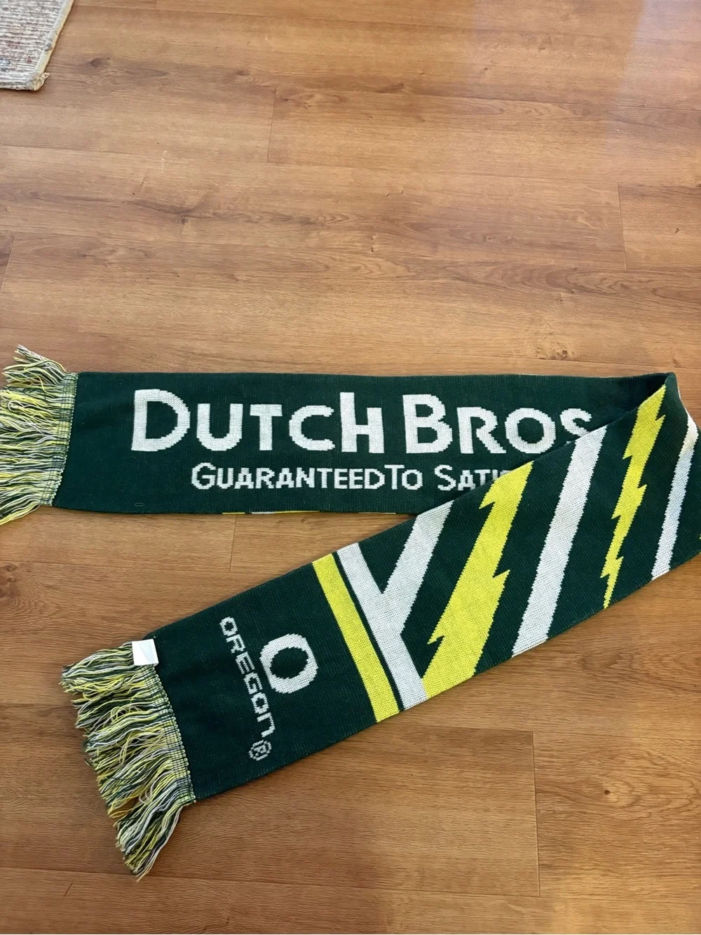 Dutch Bros x University of Oregon Knit Scarf with Lightning Stripes
